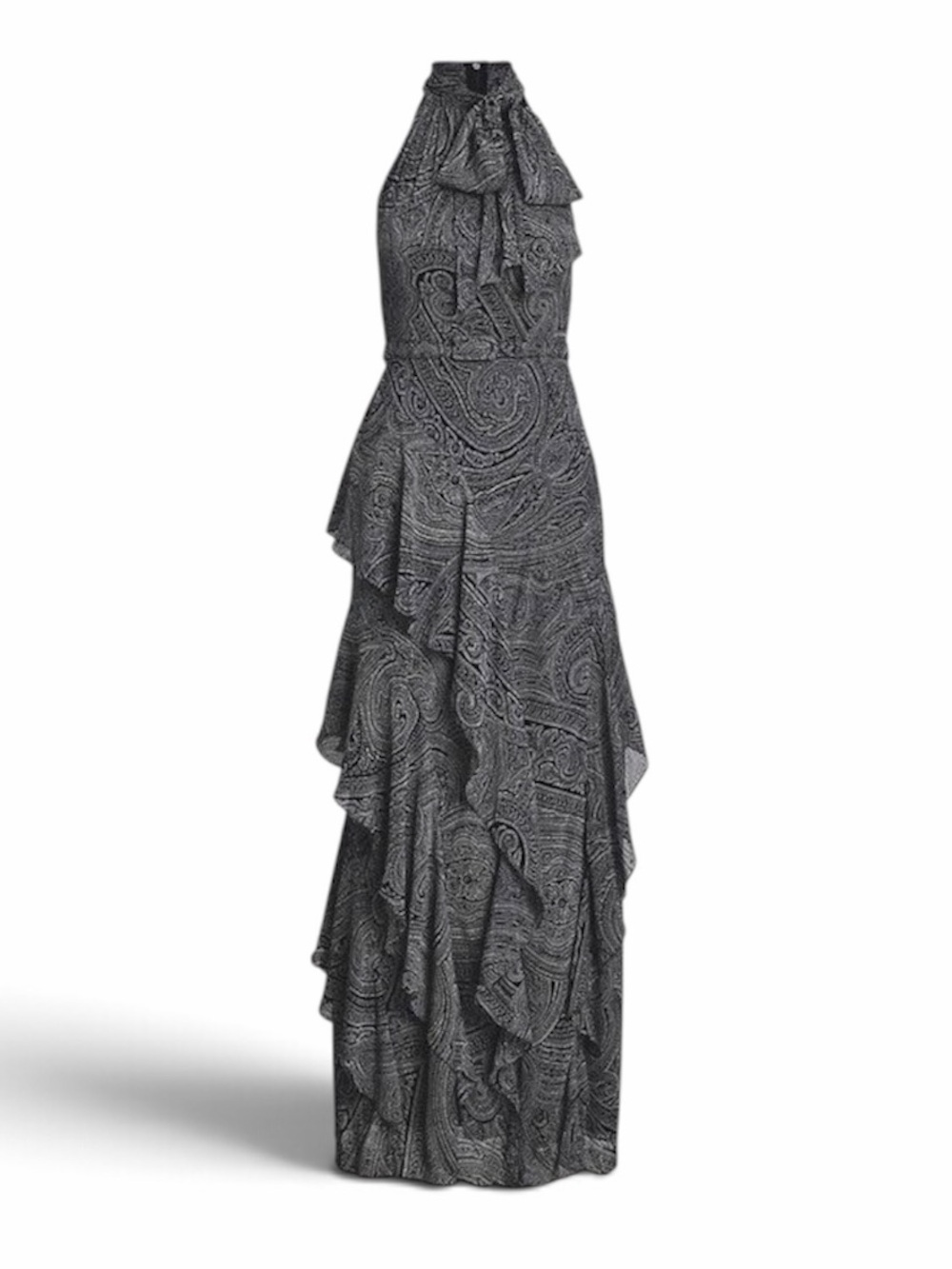 Lauren Ralph Lauren Paisley Belted Georgette Tiered Gown Maxi Dress, Size 18 NWT